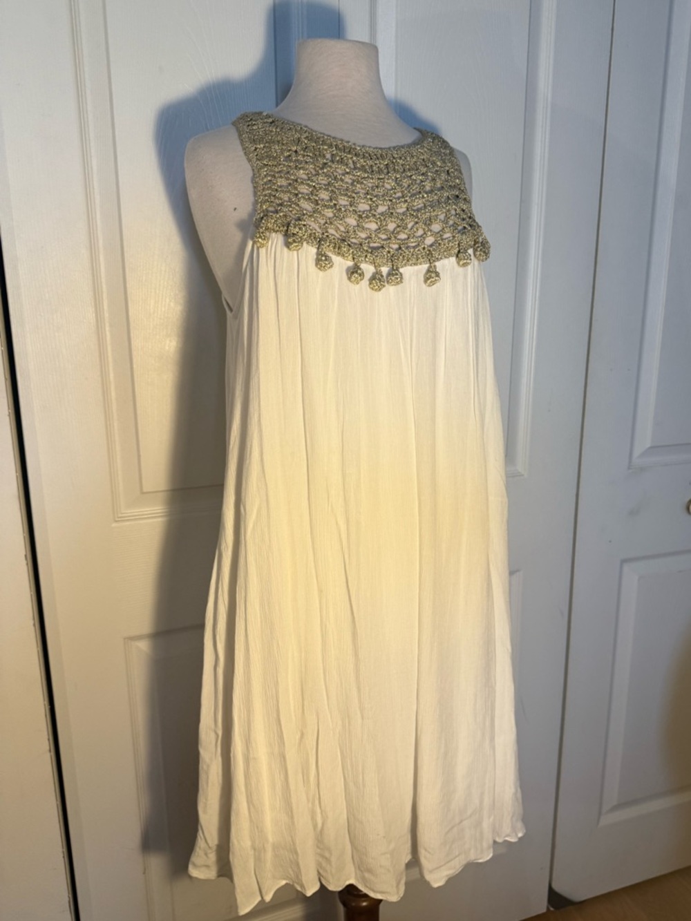 Lily Pulitzer White Midi Dress with Gold Crochet